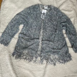 Sequined Beaded Lace Cardigan Top 18W, NEW